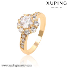 13816-Xuping gros rond CZ anneau blanc diamant or 18 carats bague